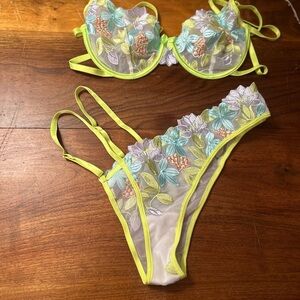 Floral Embroidered Lingerie Set